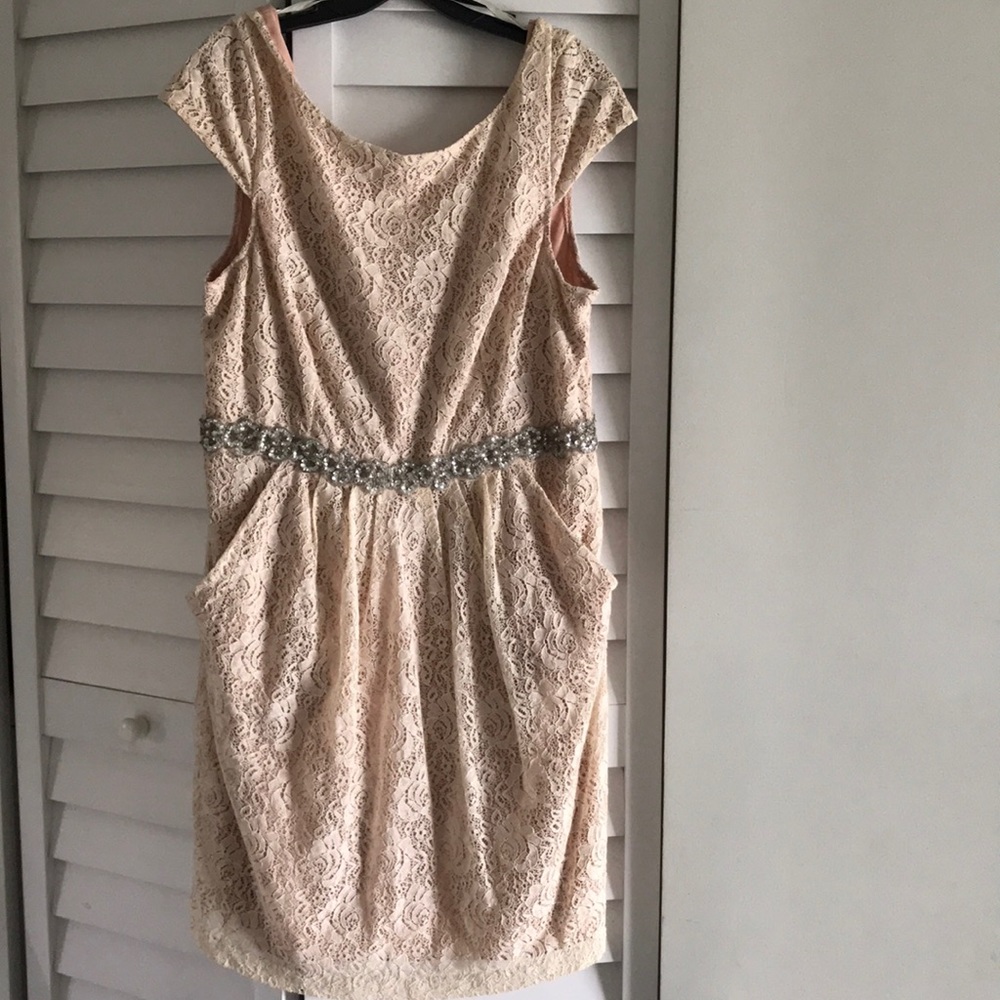 Semi formal beautiful lace dress with sewn on sash